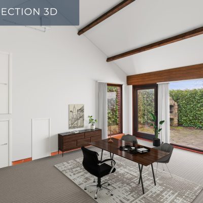 Projection 3D de la cuisine de la villa de Thuin - Home staging virtuel